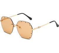 2025 designer Fashion Metal Ladies Sunglasses with Diamonds Outdoor Vacation Decorative Sunglassess (Color : C, Size : Medium)