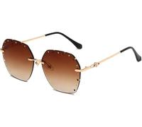 2025 designer Fashion Metal Ladies Sunglasses with Diamonds Outdoor Vacation Decorative Sunglassess (Color : D, Size : Medium)