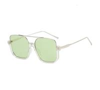 2025 designer Fashion Summer Semi-Rimless Sunglasses For Women Men Retro Square Frame Double Bridge Sun Glasses Shades UV400 Eyeglasses,silver green,One size