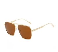 2025 designer Retro Oversized Sunglasses For Men Classic Metal Frame Mirror Sun Shades Glasses Eyewear Classic Large UV400,Gold Tea