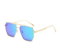 2025 designer Retro Oversized Sunglasses For Men Classic Metal Frame Mirror Sun Shades Glasses Eyewear Classic Large UV400,Gold Blu