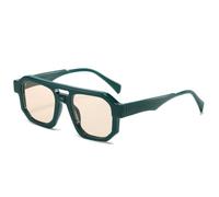 2025 designer Retro Square Sunglasses For Women Men Vintage Double Bridge Frame Sun Glasses Clear Lens Fashion Shades UV400 Eyeglasses,Green Champagne,One size