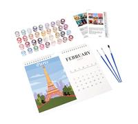 2025 Desk Calendar - Funny 2025 Wall Calendar, Painting Numbers Calendar | Featuring Iconic Buildings Decorative Organization and Planner Calendar, Calendar Desk Decoration for Schedules