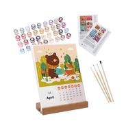 2025 Desk Calendar - Humorous 2025 Wall Calendar, Number Art Calendar | Famous Buildings Planning Calendar With 12 Countries And 12 Cartoon Animal Patterns, Calendar Table Decoration For Schedules