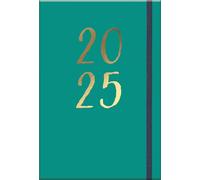 2025 Diary A5 Stylish Green & Gold Soft Cover Week to View Planner Home Office