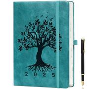 2025 Diary A5 Week to View, Jan-Dec, for Women Girls, Full Year Planner with Monthly View Page, Pen Set, Inner Pocket, Tree of Life Design - SeaGreen
