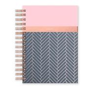 2025 Diary from Matilda Myres | A5 Day to a Page Diary | Rose-Gold Wirobound | January to December Planner | Hardback Covers with Rose Gold Detail | Herringbone Design | Pink
