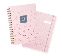 2025 Diary Gift Set from Matilda Myres | 2025 A5 Week to View Diary and A5 Lined Notebook | Matching Pink Colour | Weekly Wiro Diary with HArdback Covers | Flexible Card Covered Notebook | Pink