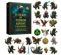 2025 Dinosaur Park Advent Calendar with 24 Surprise Figures & Scary Doll, Christmas Countdown Mystery Box for Halloween and Xmas, Gift for Kids and Adults, Stocking Filler Festive Decor