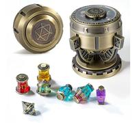 2025 DND Dice Set Alchemist’s Metallic Elixir Metal Dice Set - 7-Piece RPG MTG dice Collection in Vintage Chalice Caser dice Box for D&D, Sci-Fi, War, or Crime Theme MTG RPG Tabletop Games (Bronze)