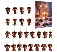 2025 Dog - 24 Decorative Acrylic Countdown Pendants | Christmas Tree Charms Set with Dog Theme | Ideal as a Gift or Decoration