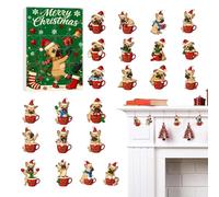 2025 Dog Christmas Countdown Calendar | 2D Acrylic Cute Dogs Ornaments Christmas Tree Decorations Countdown Calendar | Creative French Bulldog Pendants Set for Home Decor (B)