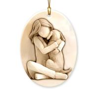 2025 Dog Christmas Ornaments - 3D Relief Ceramic Ornament for Christmas Tree, Dog Mom Gifts for Women, Family, Friends - Cute Girl with Puppy Xmas Gift Exchange Ideas (3D dog)