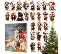 2025 Dog Drinking Coffee Calendar - 24 Day Countdown Calendar | 2D Acrylic Dog Pendant | Funny Animal Ornaments for Tree, Window, Mu