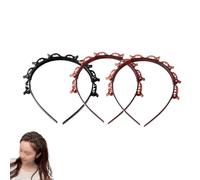 2025 Double Bangs Hairstyle Hairpin Bangs Hairpin Headband Professional Weave Bangs Clip Toothed Headband Braid Tool with Clips Attached (3PCS/A)
