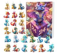 2025 Dragon Christmas Countdown Calendar - 24 Days Christmas Advent Calendars with 2D Flat Acrylic Dragon Pendants,Cartoon Dragon Charm Pendant Kit for Christmas Tree Decorations