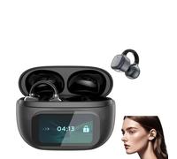 2025 Ear Clip Bluetooth Headphones with Touch Screen, Clip On Ear Headphones, Open Noise reduction Earbuds Wireless Bluetooth, Lightweight Comfort Waterproof, for Sports, Work and Run (Black)