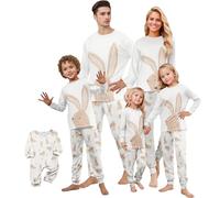 2025 Easter Matching Pajamas Set for Family, Cute Easter Eggs Rabbit Bunny Print, Matching Easter Pajamas for Family, Matching Pjs for Couples, 2 Piece Top with Pj Pants
