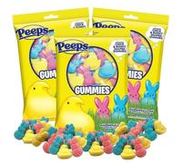 2025 Easter Peep Gummies, Multicolored Bunnies and Chicks, Egg and Basket Stuffers Candy, (Pack of 3)