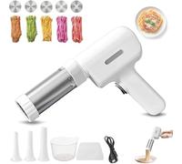 2025 Electric Idiyappam Maker - 5-in-1 Handheld Pasta Machine with Interchangeable Molds for Spaghetti & Linguine Cordless Design Ideal for Home Cooking (White)