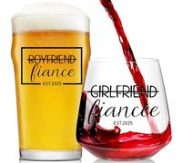2025 Engagement Gifts for Couples - Unique Engagement Gifts for Her/Him, Fiance&Fiancee Wine Glasses for Women, Engaged Gift Decorations for Newlywed