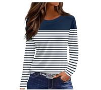 2025 Fall Tops for Women UK Casual Long Sleeve Crew Neck Loose Fit Shirts Funny Striped Color Block Floral Print Blouse Dressy Comfy Lightweight Going Out T-Shirt