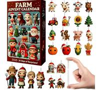 2025 Farm Advent Calendar, 24-Day Christmas Countdown Calendar, Advent Calendars, Farm Animal Ornaments & Tractor Mini Figures, Reusable Keepsake Gifts