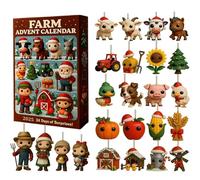2025 Farm Advent Calendar, 24-Day Christmas Countdown Calendar, Advent Calendars, Farm Animal Ornaments & Tractor Mini Figures, Reusable Keepsake Gifts