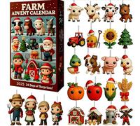 2025 Farm Advent Calendar, 24 Days Christmas Countdown Calendar Advent Calendars for Farms Contains 24 Farmer Family and Small Animals and Plants Pendant Gifts for Farm Lovers