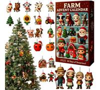 2025 Farm Advent Calendar, 24 Days of Farm Advent Calendar, 24-Day Christmas Countdown Calendars, Farms Animal Ornaments and Tractor Mini Figures Set, Keepsake Gifts for Farmyard Lovers