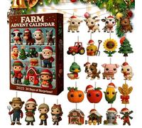 2025 Farm Advent Calendar, 24 Days of Farm Advent Calendar, Farms Animal Ornaments and Tractor Mini Figures Set, for Adults and Children Farmyard Lovers