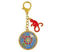 2025 Fengshui Monkey keychain The 4 Elements Cross With Monkey Keychain w5638, Blue, 12*4.5*5cm