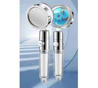 2025 Filtered Shower Head with Handheld,High Pressure Handheld Turbo Fan Shower Kit,One Key Pause Switch 360 Degrees Rotating,with Replacement Hose/Cotton Filters,Transparent Gold(Color:Blue)