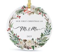 2025 First Christmas Married Ornament,First Year as Mr and Mrs Christmas Hanging Ornament Wedding Decoration for Couple