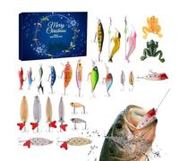 2025 Fishing Advent | Christmas 24 Days Advent Fishing Bait Set | Realistic Baits for Trout Bass Men Adult Holiday Rivers Lakes Beach Dock Shore Saltwater Birthday