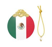 2025 Flag of Mexico Print Christmas Metal Buckle Glass Round Pendant Ornaments,Xmas Tree Decoration