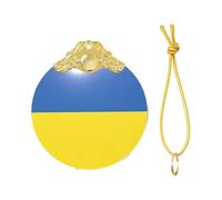 2025 Flag of Ukraine Print Christmas Metal Buckle Glass Round Pendant Ornaments,Xmas Tree Decoration