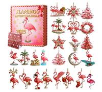 2025 Flamingo Advent Calendar - 24 Acrylic Flamingo Ornaments, Flamingo Ornament Advent Calendar 2025, Flamingo Christmas Ornaments 2025 for Kids & Adult, Xmas Unique Keepsake Gift (1 Pcs)