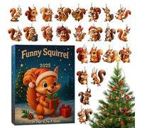 2025 - Flat Acrylic Ornament 2D Squirrel Theme | 24 Day Countdown Calendar Squirrel Pendant - Gift for Men Women Teens Family Friends