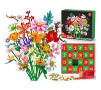 2025 Flowers Advent Calendar, 24 Days Christmas Bouquet Construction Toy, Christmas Countdown Calendar with Bouquet, Artificial Wild Flowers Stones Gift Set for Children, Adults, Teens (Daisy)