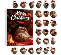 2025 Fo Rest Animal A Corn 2025 Christmas Advent Calendar-Cozy Fo Rest Christmas Ornaments 24pc Acrylic Cute Animal Trees Hanging Decorations R Ustic Nature Themed (Red, 26x18cm)