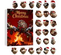 2025 Fo Rest Animal A Corn 2025 Christmas Advent Calendar-Cozy Fo Rest Christmas Ornaments 24pc Acrylic Cute Animal Trees Hanging Decorations R Ustic Nature Themed (Gold, 26x18cm)