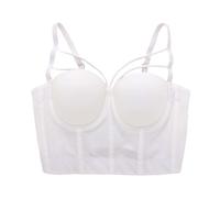 2025 Folding Elastic Small Youth Beautiful Cute Short Fishbone Tube Top Slim Waist Corset, White, 8