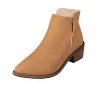 2025 Foreign Trade Short Boots Winter Plain Hundred With Thick Heel Not Tired Feet Boots Women's Shoes Winter Women's Lined Knee, yellow, 8.5 UK