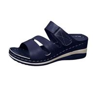 2025 Foreign Trade Women's Casual Fish Mouth Slope Heel Slippers Sandals with Large One Word Design Comfortable Walking Footwear for Daily Use (Blue, 5.5)