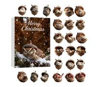 2025 Forest Animal Acorn Ornaments, Advent Calendar 2D Acrylic Cozy Forest Christmas Ornaments Set Pinecone Animal Countdown Decoration for Xmas Tree C