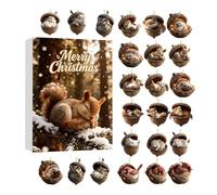 2025 Forest Animal Acorn Ornaments, Advent Calendar 2D Acrylic Cozy Forest Christmas Ornaments Set Pinecone Animal Countdown Decoration for Xmas Tree H