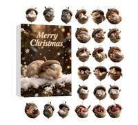 2025 Forest Animal Acorn Ornaments, Advent Calendar 2D Acrylic Cozy Forest Christmas Ornaments Set Pinecone Animal Countdown Decoration for Xmas Tree I