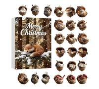 2025 Forest Animal Acorn Ornaments, Advent Calendar 2D Acrylic Cozy Forest Christmas Ornaments Set Pinecone Animal Countdown Decoration for Xmas Tree E
