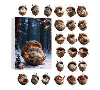 2025 Forest Animal Acorn Ornaments, Advent Calendar 2D Acrylic Cozy Forest Christmas Ornaments Set Pinecone Animal Countdown Decoration for Xmas Tree G